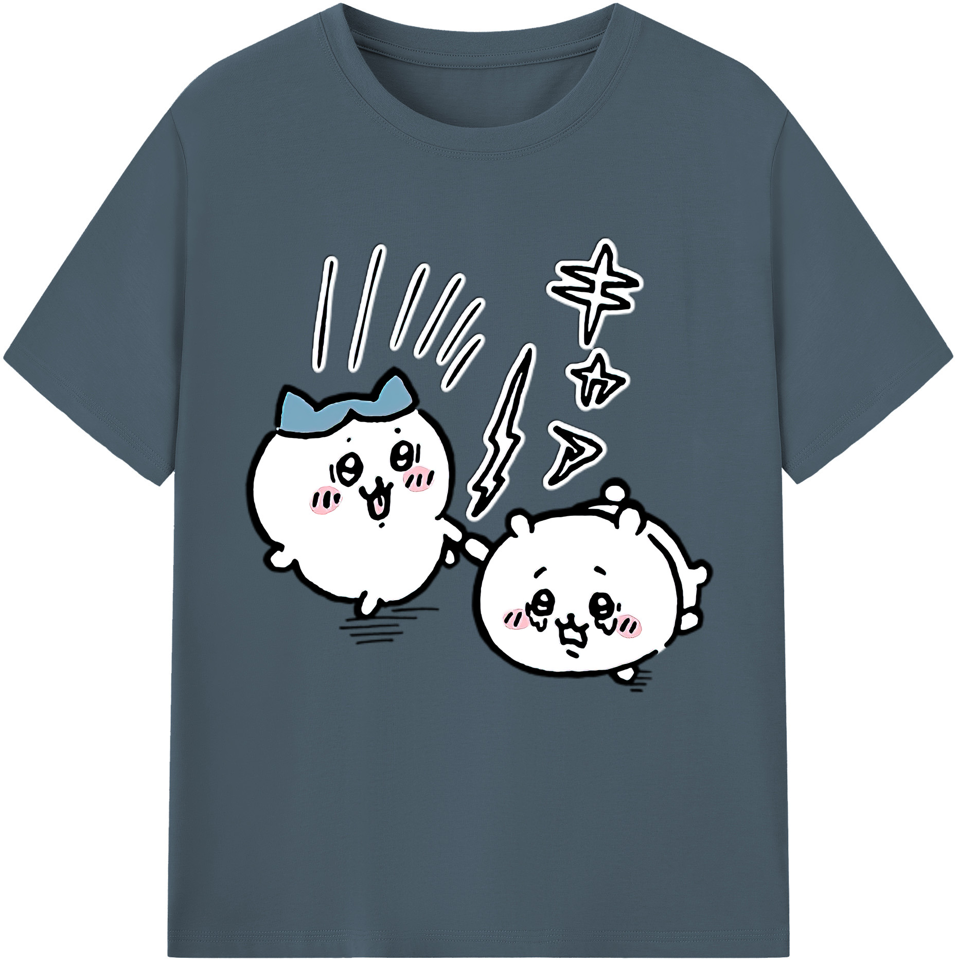 （画像用） ちいかわ ハチワレ Chii-kawa hachiware 綿100％半袖Tシャツ（フロントプリント）